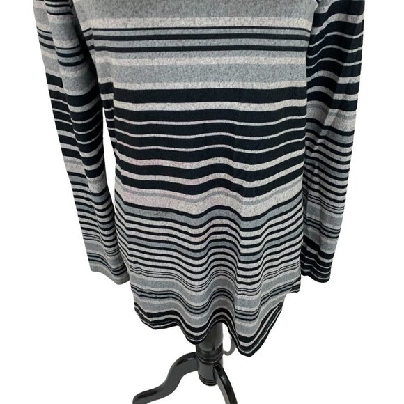 Unbranded Women's M Medium Cowl Neck Sweater Striped Blue Gray Polyester Blend - Picture 3 of 7
